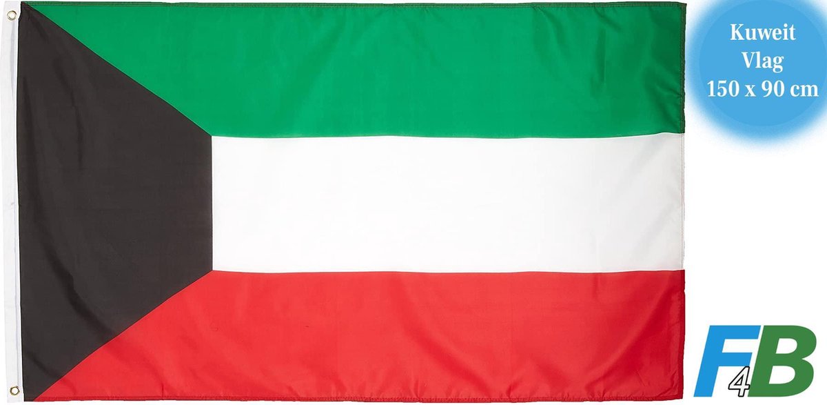 F4B Koeweit Vlag | 150x90 cm | Kuwait |  100% Polyester | Messing Ogen | Weerbestendig